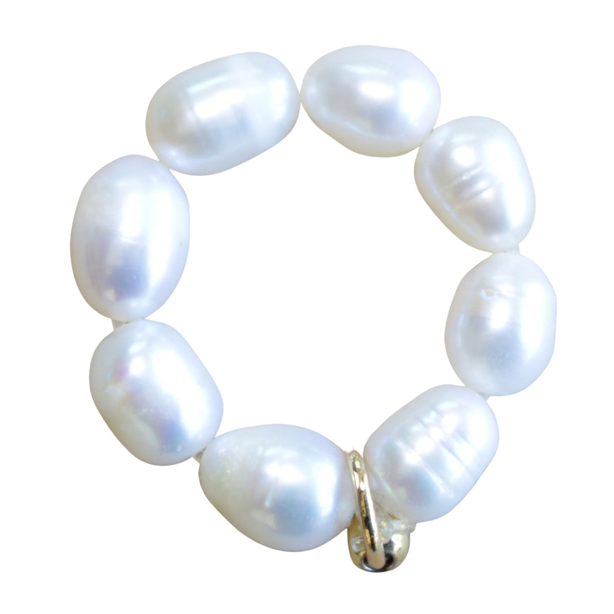 Freshwater Medium Pearl Stretch Ring Plain – Shell & Thread