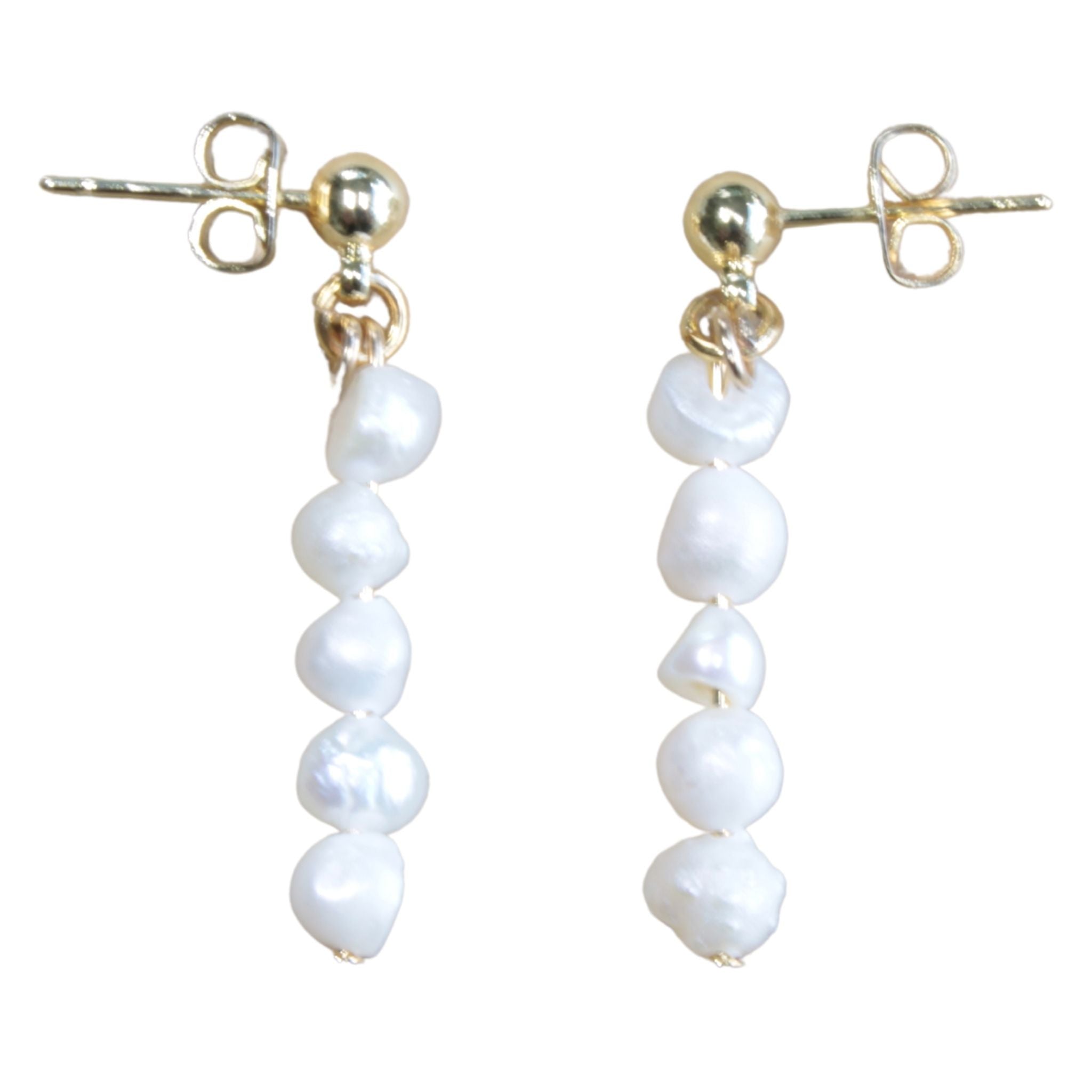 Gold Plated Stud Earrings with Freshwater Pearl Drop