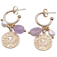 Load image into Gallery viewer, Leo Earrings Amethyst (Flat View)