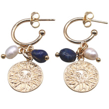 Load image into Gallery viewer, Leo Earrings Lapis Lazuli (Flat View)